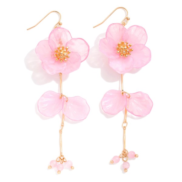 Acetate Flower With Linked Petals Drop Earrings 

- Approximately 3.5" L