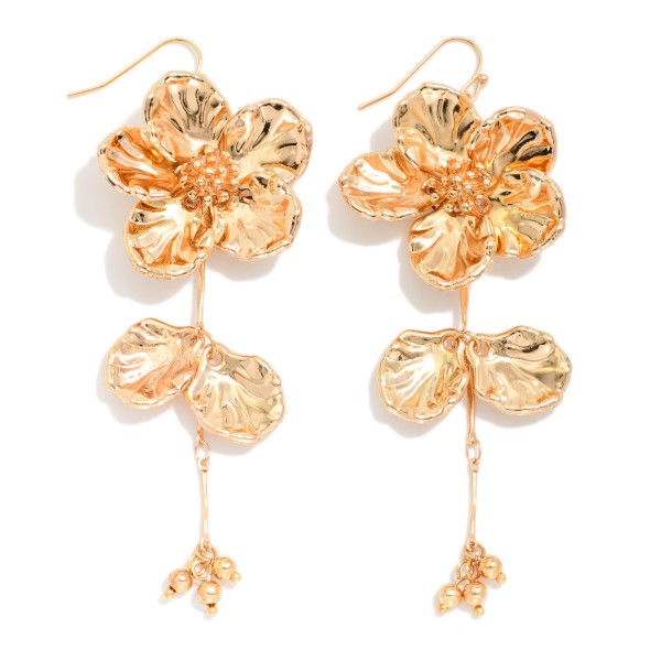 Linked Metal Tone Flower Drop Earrings 

- Approximately 3.5" L  