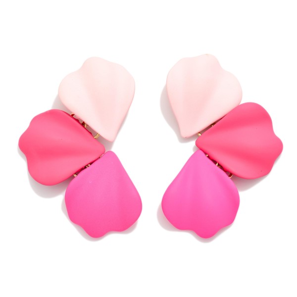 Linked Polymer Clap Leaves Post Drop Earrings 

- Approximately 1.75" L