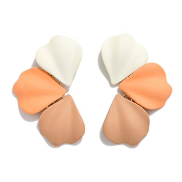 Linked Polymer Clap Leaves Post Drop Earrings 

- Approximately 1.75" L
