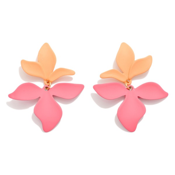 Linked Polymer Clap Petals Post Drop Earrings 

- Approximately 1.75" L