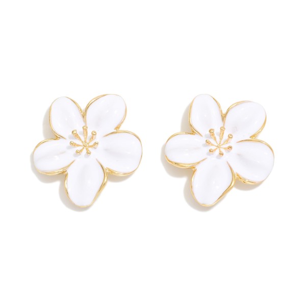 Enamel Flower Post Drop Earrings 

- Approximately 1.5" L