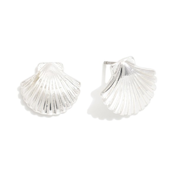 Metal Tone Shell Stud Earrings 

- Approximately .5" L