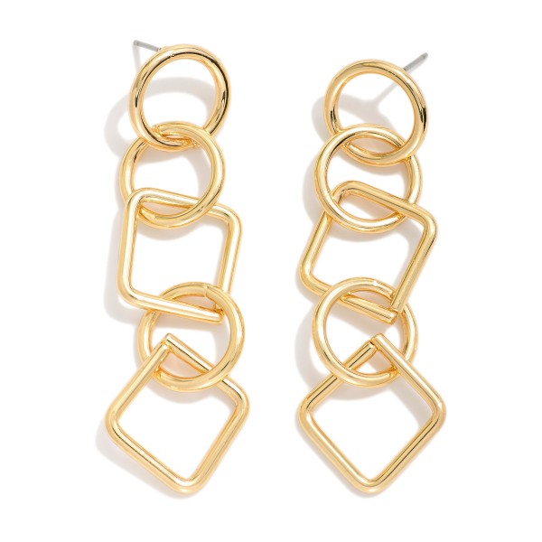Linked Metal Geometric Shape Drop Post Drop Earrings 

- Approximately 2.5" L