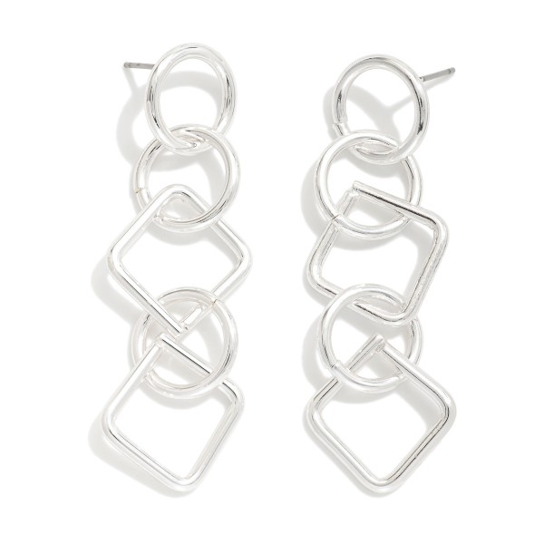 Linked Metal Geometric Shape Drop Post Drop Earrings 

- Approximately 2.5" L