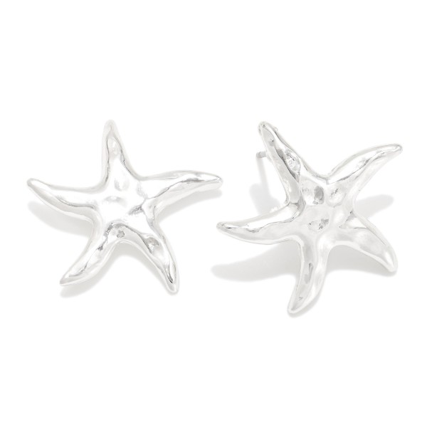 Hammered Metal Starfish Stud Earrings

- Approximately .75" L 