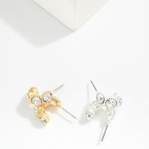 Rhinestone Studded Half Hoop Earrings

- Approximately .25" L 