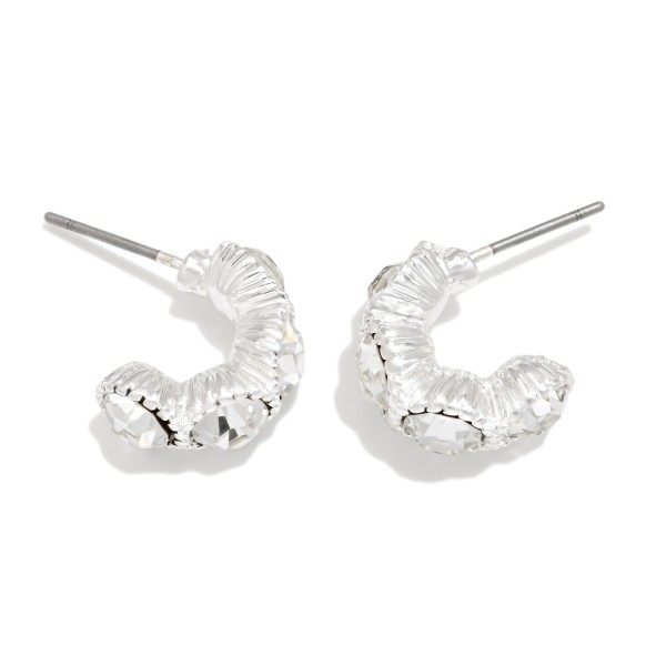 Rhinestone Studded Half Hoop Earrings

- Approximately .25" L 