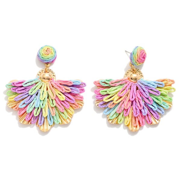 Fanned Raffia Post Drop Earrings 

- Approximately 2.5" L