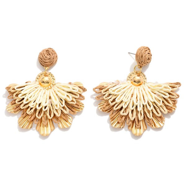 Fanned Raffia Post Drop Earrings 

- Approximately 2.5" L