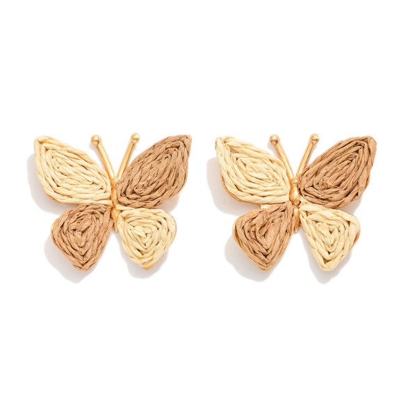 Raffia Butterfly Post Drop Earrings 

- Approximately 1.5" L 