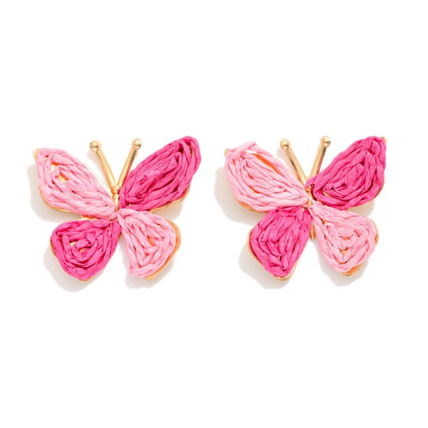 Raffia Butterfly Post Drop Earrings 

- Approximately 1.5" L 
