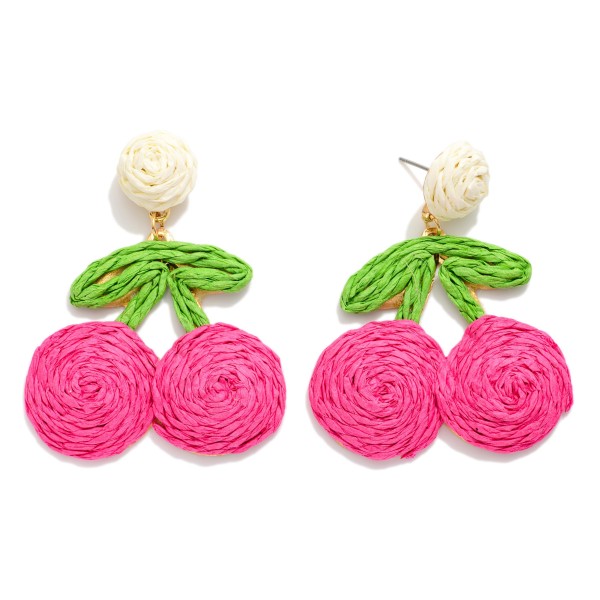 Raffia Cherries Post Drop Earrings 

- Approximately 2.5" L