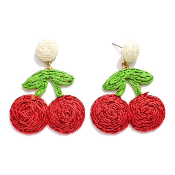 Raffia Cherries Post Drop Earrings 

- Approximately 2.5" L