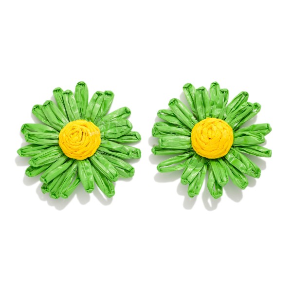 Raffia Flower Post Drop Earrings 

- Approximately 1.5" L