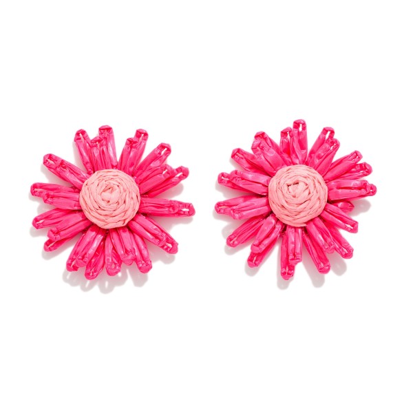 Raffia Flower Post Drop Earrings 

- Approximately 1.5" L
