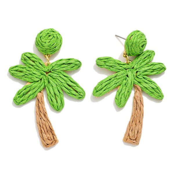 Raffia Palm Tree Post Drop Earrings 

- Approximately 2.5" L