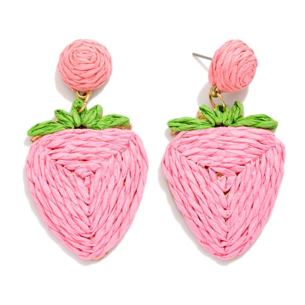 Raffia Strawberries Post Drop Earrings

- Approximately 2" L 

