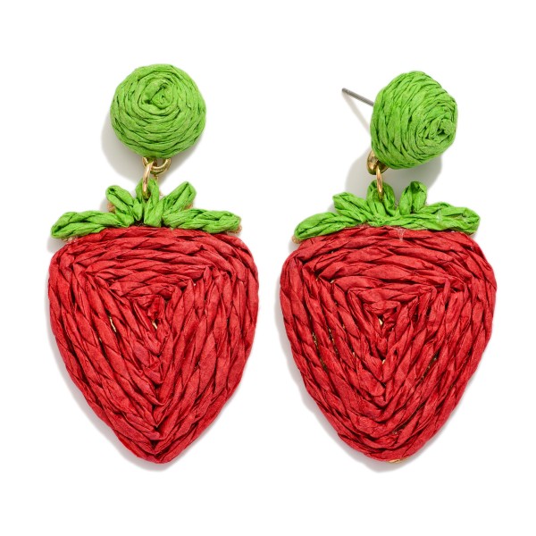 Raffia Strawberries Post Drop Earrings

- Approximately 2" L 

