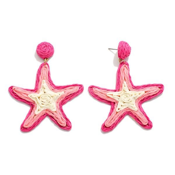 Raffia Star Post Drop Earrings 

- Approximately 3" L