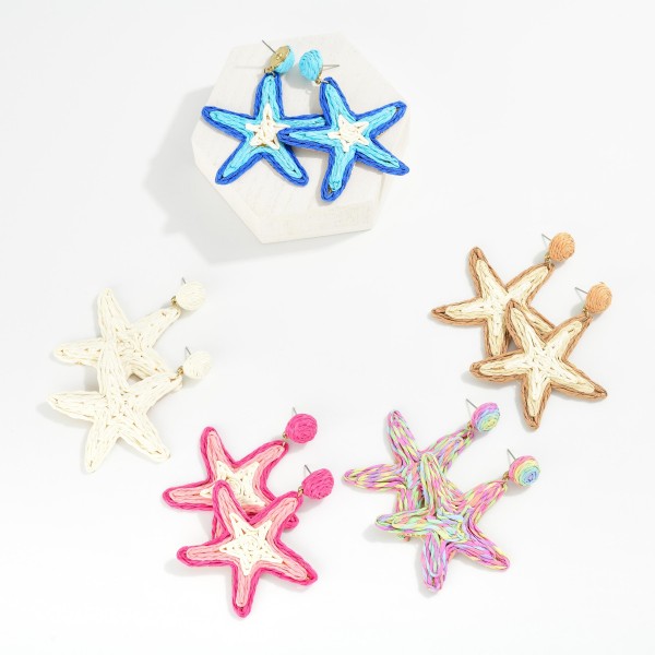 Raffia Star Post Drop Earrings 

- Approximately 3" L