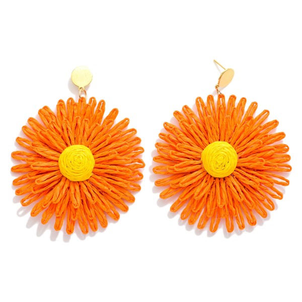 Raffia Flower Drop Earring 

- Approximately 3." L 
