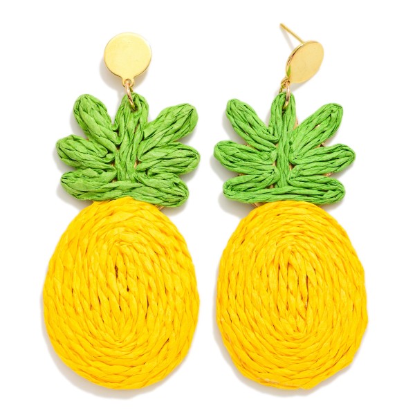 Raffia Pineapple Post Drop Earrings

- Approximately 3" L