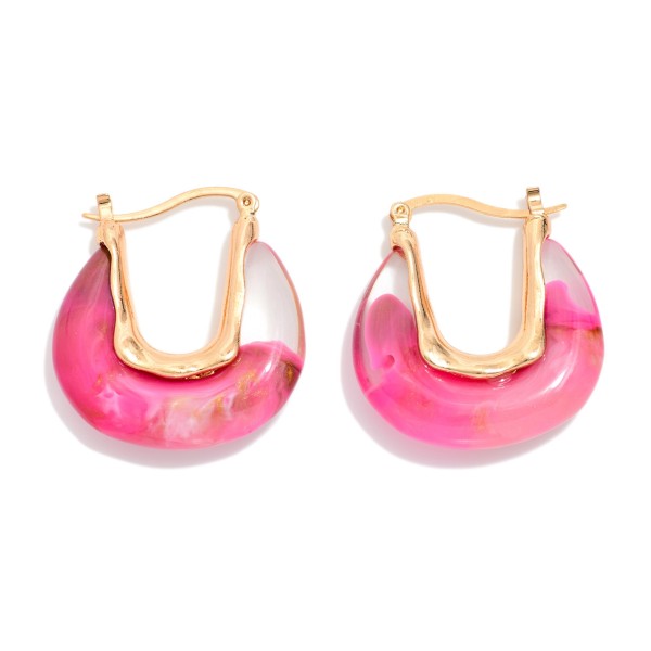Marbled Acetate U Hoop Drop Earrings

- Approximately 1.5" L 
