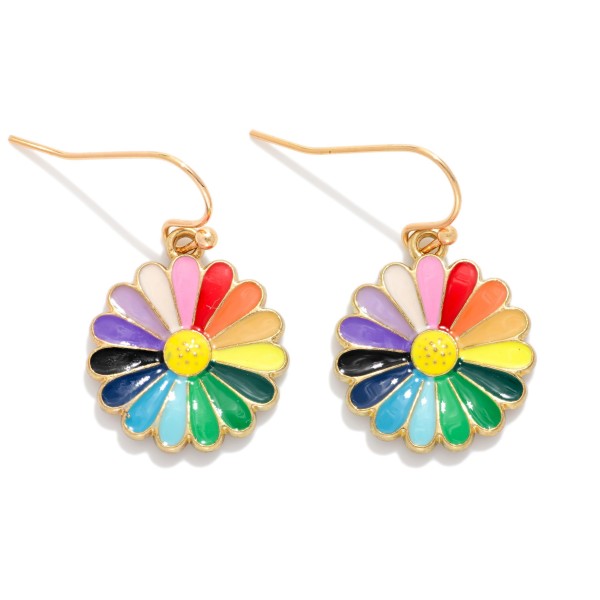 Enamel Flower Drop Earring 

- Approximately 1" L 