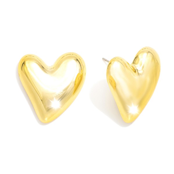 Metal Tone Puffy Heart Drop Earring 

- Approximately 1" L 