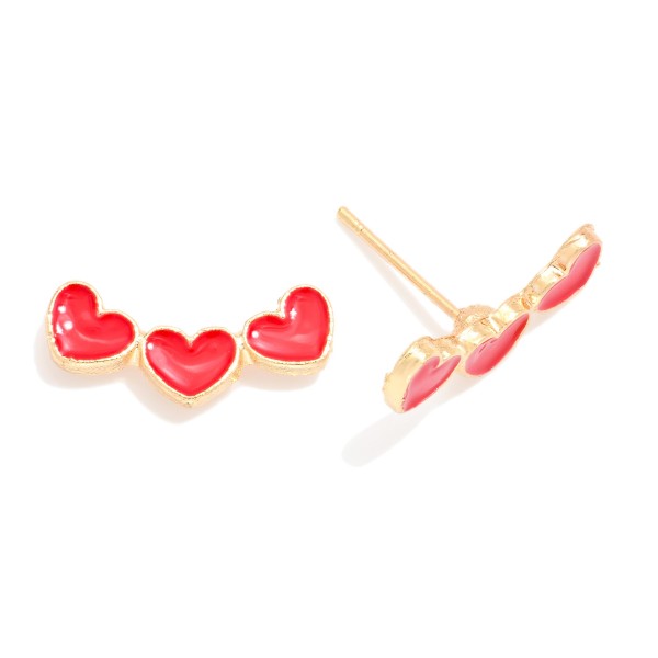 Enamel Heart Stud Earring 

- Approximately .75" L 