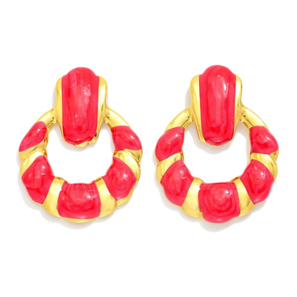 Enamel Door Knocker Post Drop Earrings 

- Approximately 1.25" L