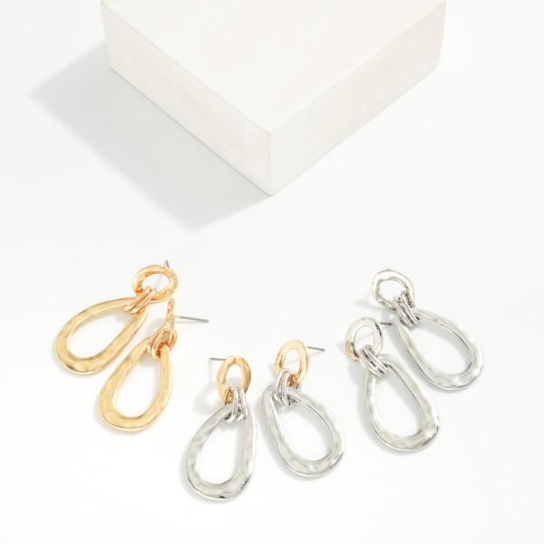 Long Hammered Metal Teardrop Door Knocker Earrings 

- Approximately 1.5" L