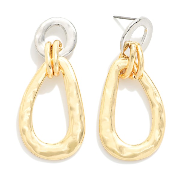 Long Hammered Metal Teardrop Door Knocker Earrings 

- Approximately 1.5" L