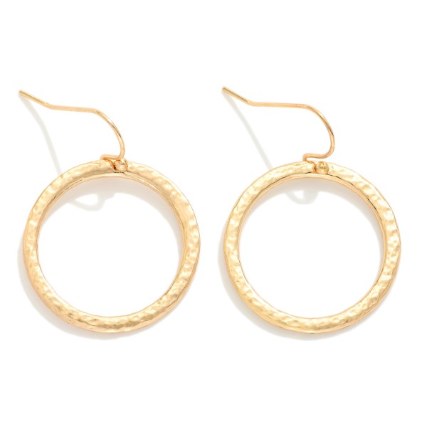 Hammered Metal Hoop Drop Earrings 

- Approximately 1.5" L