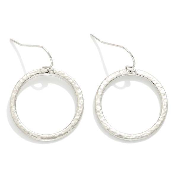 Hammered Metal Hoop Drop Earrings 

- Approximately 1.5" L