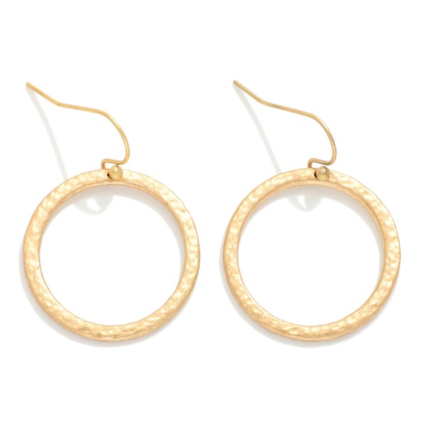 Hammered Metal Hoop Drop Earrings 

- Approximately 1.5" L