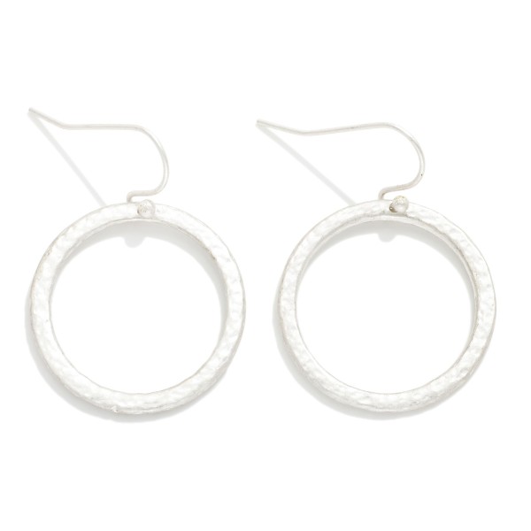 Hammered Metal Hoop Drop Earrings 

- Approximately 1.5" L