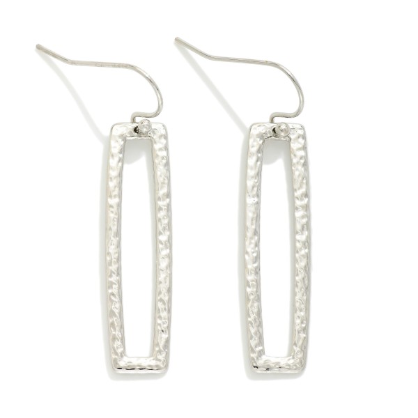 Hammered Metal Rectangle Drop Earrings 

- Approximately 1.5" L