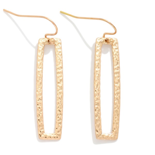 Hammered Metal Rectangle Drop Earrings 

- Approximately 1.5" L