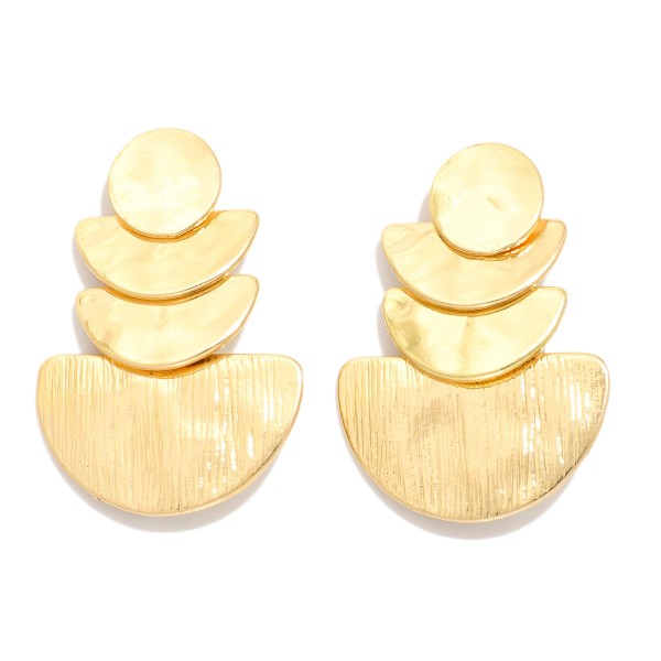 Linked Textured Metal Geometric Shape Drop Earrings 

- Approximately 1.5" L