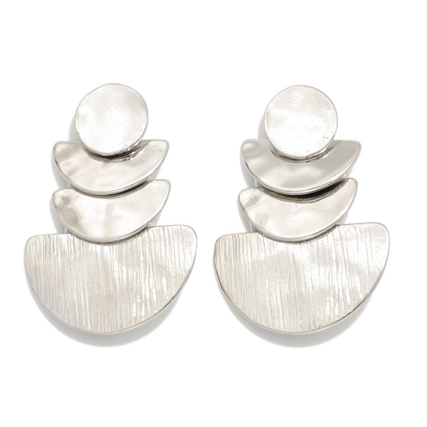 Linked Textured Metal Geometric Shape Drop Earrings 

- Approximately 1.5" L