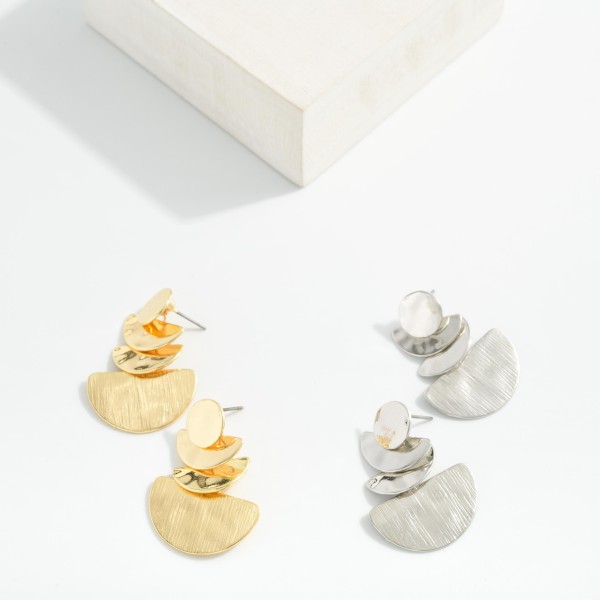 Linked Textured Metal Geometric Shape Drop Earrings 

- Approximately 1.5" L