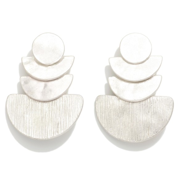 Linked Textured Metal Geometric Shape Drop Earrings 

- Approximately 1.5" L