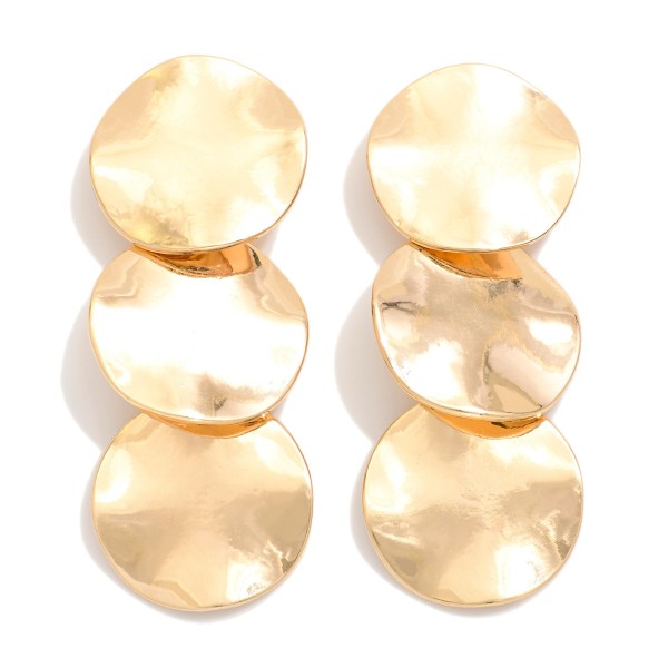 Linked Hammered Metal Tone Circle Post Drop Earring 

- Approximately 2" L 