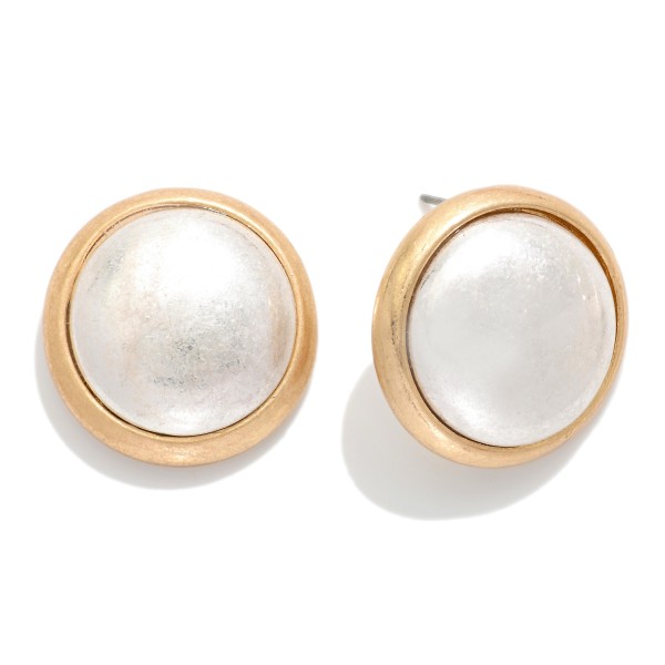 Layered Two Tone Circle Post Drop Earrings

- Approximately .75" D 