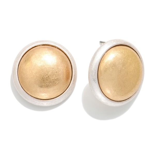Layered Two Tone Circle Post Drop Earrings

- Approximately .75" D 