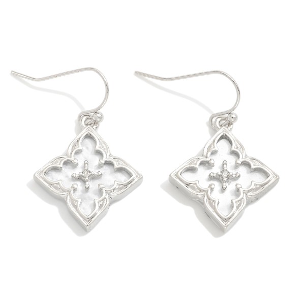 Marble Acetate Clover Drop Earring With Metal Border 

- Approximately 1.5" L 