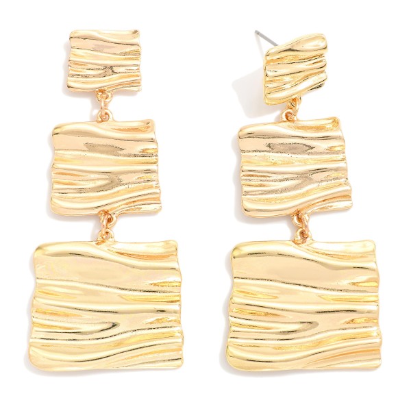 Linked Wavy Metal Rectangle Post Drop Earrings 

- Approximately 2.5" L