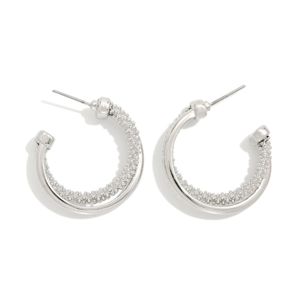 Textured Metal Tone Intertwined Hoop Drop Earrings 

- Approximately 1" D 